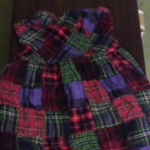 Plaid sleeveless  mini dress